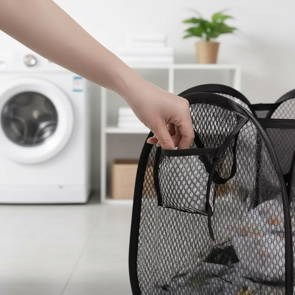 Foldable Laundry Basket | Large-Capacity Mesh Storage Organizer | Home & Laundry