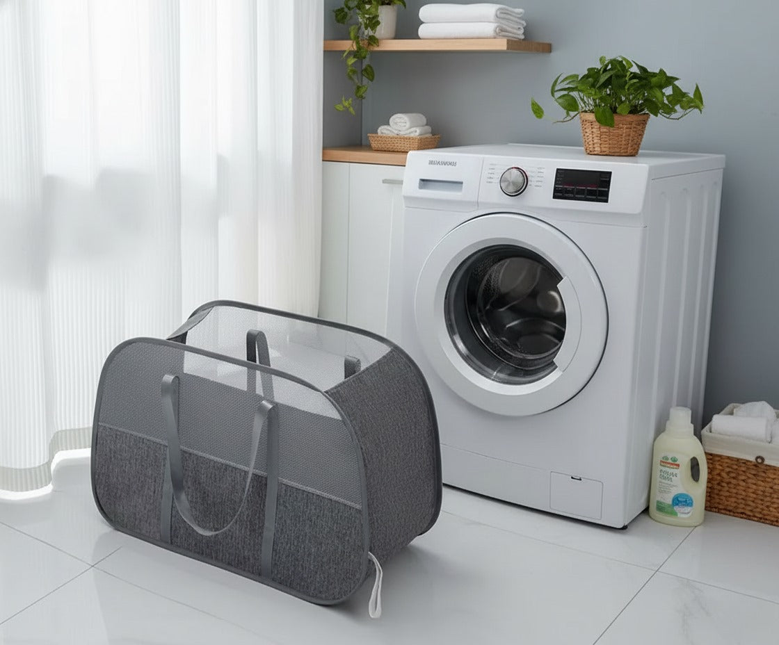Foldable Laundry Basket | Large-Capacity Mesh Storage Organizer | Home & Laundry