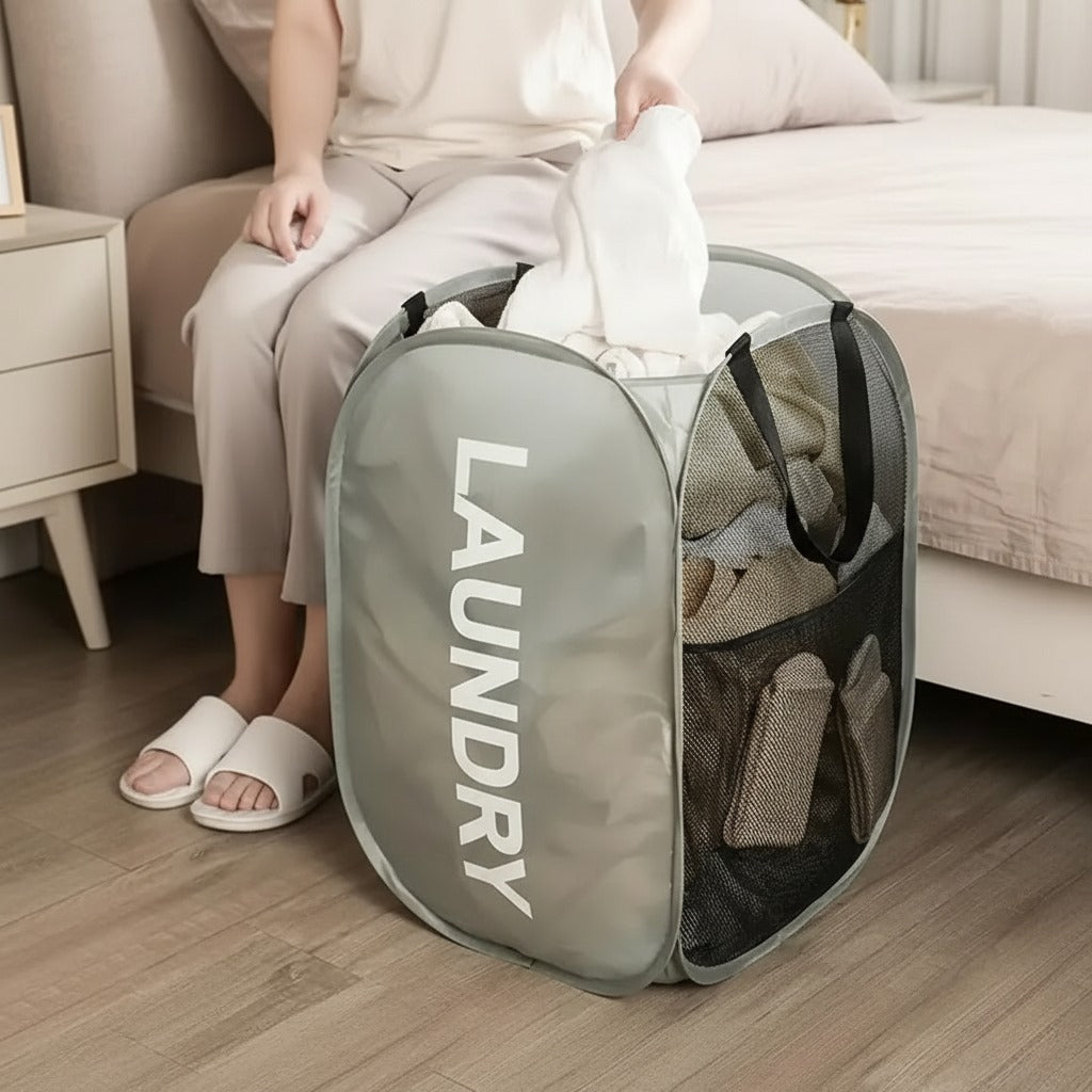 Foldable Laundry Basket | Large-Capacity Mesh Storage Organizer | Home & Laundry